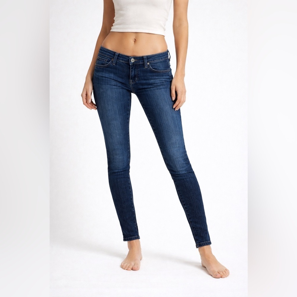 AG Adriano Goldschmied Low Rise Legging Ankle Skinny Jeans 25R Dark Wash 28x27
